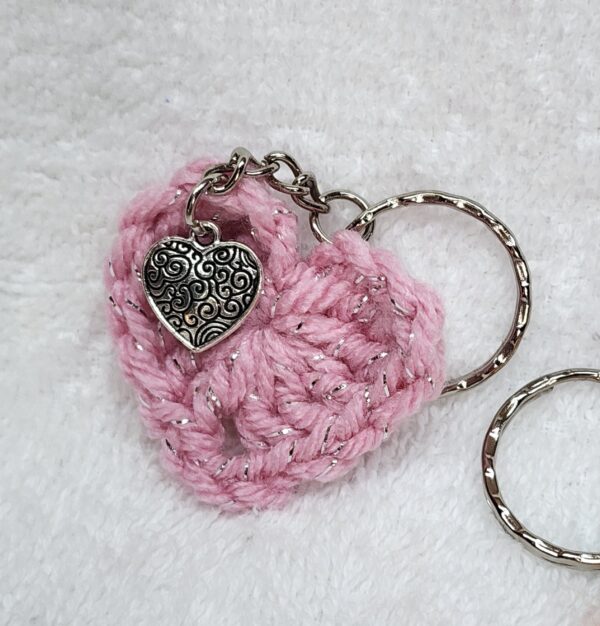 5 Crochet Heart Key Chains-Random Colors - Image 2