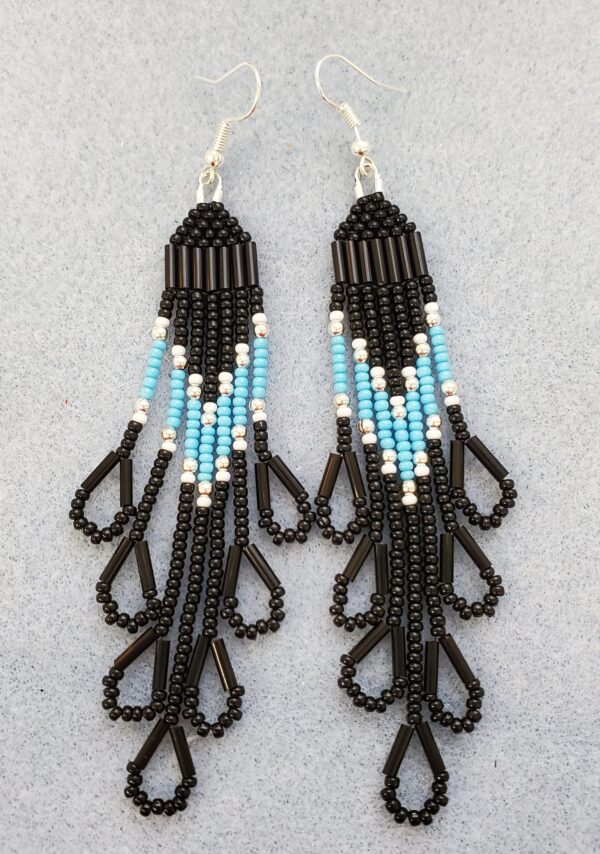 Black and Blue Beaded Earrings